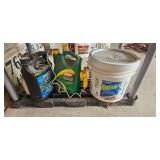 Garage Utility Shelf with Cleaners, Paints and Tools - content quantities unknown Garage Utility Shelf with Cleaners, Paints and Tools - content quantities unknown