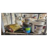 Garage Utility Shelf with Cleaners, Paints and Tools - content quantities unknown Garage Utility Shelf with Cleaners, Paints and Tools - content quantities unknown