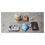 Mixed Lot: Wooden Canister, Decorative Clock, Wooden Trinket Box, GT Xpress 101, and Assorted Decor Pieces Mixed Lot: Wooden Canister, Decorative Clock, Wooden Trinket Box, GT Xpress 101, and Assorted Decor Pieces