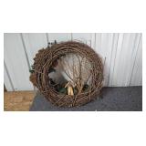 Holiday Wreaths and Decorations Lot with Garland, Bows, and Tin Holiday Wreaths and Decorations Lot with Garland, Bows, and Tin