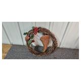 Holiday Wreaths and Decorations Lot with Garland, Bows, and Tin Holiday Wreaths and Decorations Lot with Garland, Bows, and Tin