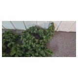 Holiday Wreaths and Decorations Lot with Garland, Bows, and Tin Holiday Wreaths and Decorations Lot with Garland, Bows, and Tin