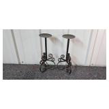 Group of Decorative Table Lamps, Wrought Iron Candle Holders, and Santa Claus Decor Group of Decorative Table Lamps, Wrought Iron Candle Holders, and Santa Claus Decor