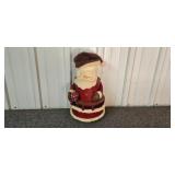 Group of Decorative Table Lamps, Wrought Iron Candle Holders, and Santa Claus Decor Group of Decorative Table Lamps, Wrought Iron Candle Holders, and Santa Claus Decor