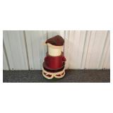 Group of Decorative Table Lamps, Wrought Iron Candle Holders, and Santa Claus Decor Group of Decorative Table Lamps, Wrought Iron Candle Holders, and Santa Claus Decor