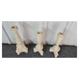 Set of Cream Painted Metal Candle Holders Set of Cream Painted Metal Candle Holders