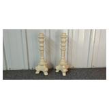 Set of Cream Painted Metal Candle Holders Set of Cream Painted Metal Candle Holders