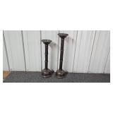 Set of Tall Ribbed Metal Candle Holders Set of Tall Ribbed Metal Candle Holders