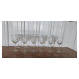 Set of Vintage Wine Glasses with Gold Rim and Decorative Stems Set of Vintage Wine Glasses with Gold Rim and Decorative Stems