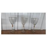 Set of Vintage Wine Glasses with Gold Rim and Decorative Stems Set of Vintage Wine Glasses with Gold Rim and Decorative Stems