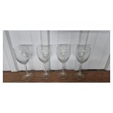 Set of Vintage Wine Glasses with Gold Rim and Decorative Stems Set of Vintage Wine Glasses with Gold Rim and Decorative Stems