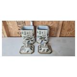 Pair of Raymond Waites Floral Ceramic Canisters with Lids Pair of Raymond Waites Floral Ceramic Canisters with Lids