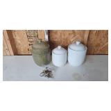 Set of Lidded Canisters with Bag of Brass Drawer Pulls Set of Lidded Canisters with Bag of Brass Drawer Pulls