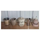 Assorted Bathroom Accessories Collection with Soap Dishes, Tumblers, and Lotion Dispenser Assorted Bathroom Accessories Collection with Soap Dishes, Tumblers, and Lotion Dispenser