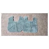 Set of Green Bath and Toilet Rugs Assorted Shapes Set of Green Bath and Toilet Rugs Assorted Shapes