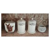 Ceramic Decor Collection with Lidded Jars, Candle Holder, and Kangaroo Planter Ceramic Decor Collection with Lidded Jars, Candle Holder, and Kangaroo Planter