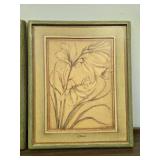 Pair of Framed Floral Prints by Colleen Berry - Amaryllis and Lilium, 22x18 in Pair of Framed Floral Prints by Colleen Berry - Amaryllis and Lilium, 22x18 in