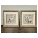 Set of 2 Framed Floral Art Prints by Boma, 17x17 Inches Each Set of 2 Framed Floral Art Prints by Boma, 17x17 Inches Each