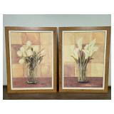 Pair of Framed Floral Art Prints with Calla Lilies and Tulips 24x32 Inches Pair of Framed Floral Art Prints with Calla Lilies and Tulips 24x32 Inches