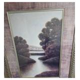 Framed Landscape Art Print with Ornate Border 47x37 Inches Framed Landscape Art Print with Ornate Border 47x37 Inches