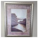 Framed River Landscape Artwork, 47x37 Inches Framed River Landscape Artwork, 47x37 Inches