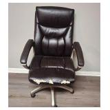 Used Brown Faux Leather Office Chair with Peeling Seat Used Brown Faux Leather Office Chair with Peeling Seat
