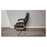 Used Brown Faux Leather Office Chair with Peeling Seat Used Brown Faux Leather Office Chair with Peeling Seat