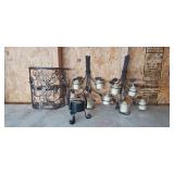 Collection of Metal Candle Holders with Votive Candles and Leaf Design Collection of Metal Candle Holders with Votive Candles and Leaf Design
