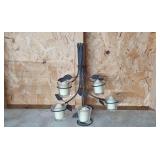 Collection of Metal Candle Holders with Votive Candles and Leaf Design Collection of Metal Candle Holders with Votive Candles and Leaf Design