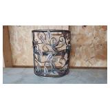 Collection of Metal Candle Holders with Votive Candles and Leaf Design Collection of Metal Candle Holders with Votive Candles and Leaf Design