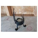 Collection of Metal Candle Holders with Votive Candles and Leaf Design Collection of Metal Candle Holders with Votive Candles and Leaf Design