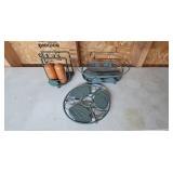 Set of Kitchen Accessories with Metal Holders and Wooden Wall Sconces Set of Kitchen Accessories with Metal Holders and Wooden Wall Sconces