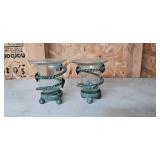 Set of Decorative Metal and Glass Candle Holders with Grape Motif Set of Decorative Metal and Glass Candle Holders with Grape Motif