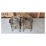 Set of Decorative Metal and Glass Candle Holders with Grape Motif Set of Decorative Metal and Glass Candle Holders with Grape Motif