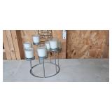 Candle Holder Set with Glass Votive Stand and Pair of Black Metal Scroll Holders Candle Holder Set with Glass Votive Stand and Pair of Black Metal Scroll Holders