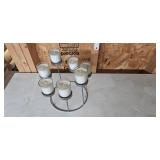 Candle Holder Set with Glass Votive Stand and Pair of Black Metal Scroll Holders Candle Holder Set with Glass Votive Stand and Pair of Black Metal Scroll Holders