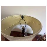 Brown Glass Table Lamp with Shade and Decorative Vase with Orbs Brown Glass Table Lamp with Shade and Decorative Vase with Orbs