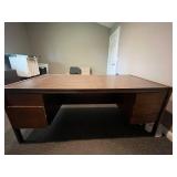Wood Office Desk with Double Drawer Pedestals - No Key Wood Office Desk with Double Drawer Pedestals - No Key
