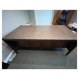 Wood Office Desk with Double Drawer Pedestals - No Key Wood Office Desk with Double Drawer Pedestals - No Key