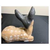 Garden-Style Plaster Fawn Figurine with Ornate Pedestal Garden-Style Plaster Fawn Figurine with Ornate Pedestal