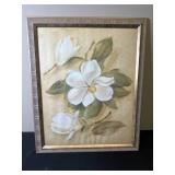 Framed Wall Art Lot Featuring Floral Painting by Blum and Ornate Architectural Print Framed Wall Art Lot Featuring Floral Painting by Blum and Ornate Architectural Print