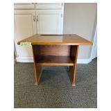 Oak Wood Desk with Shelf and Cable Slot, 27x27x27 Inches Oak Wood Desk with Shelf and Cable Slot, 27x27x27 Inches