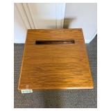 Oak Wood Desk with Shelf and Cable Slot, 27x27x27 Inches Oak Wood Desk with Shelf and Cable Slot, 27x27x27 Inches