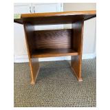 Oak Wood Desk with Shelf and Cable Slot, 27x27x27 Inches Oak Wood Desk with Shelf and Cable Slot, 27x27x27 Inches