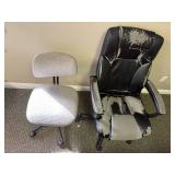 Set of 2 Office Chairs Including High-Back Faux Leather and Gray Fabric Chair Set of 2 Office Chairs Including High-Back Faux Leather and Gray Fabric Chair