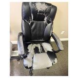 Set of 2 Office Chairs Including High-Back Faux Leather and Gray Fabric Chair Set of 2 Office Chairs Including High-Back Faux Leather and Gray Fabric Chair