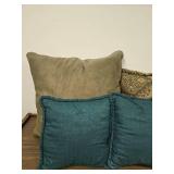 Set of Decorative Throw Pillows in Mixed Fabrics Set of Decorative Throw Pillows in Mixed Fabrics