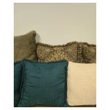 Set of Decorative Throw Pillows in Mixed Fabrics Set of Decorative Throw Pillows in Mixed Fabrics