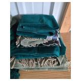 Collection of Assorted Bath and Hand Towels with Decorative Trim Collection of Assorted Bath and Hand Towels with Decorative Trim