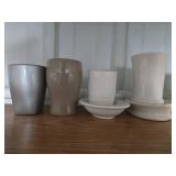Collection of Ceramic and Metal Toothbrush Holders with Cups Collection of Ceramic and Metal Toothbrush Holders with Cups
